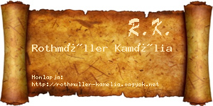 Rothmüller Kamélia névjegykártya